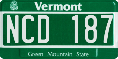 VT license plate NCD187