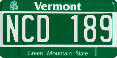 VT license plate NCD189