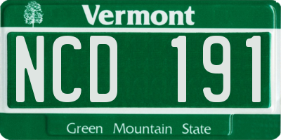 VT license plate NCD191