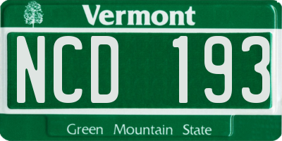 VT license plate NCD193