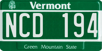 VT license plate NCD194
