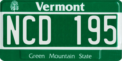 VT license plate NCD195