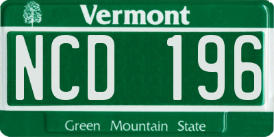 VT license plate NCD196