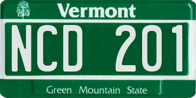 VT license plate NCD201