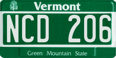 VT license plate NCD206