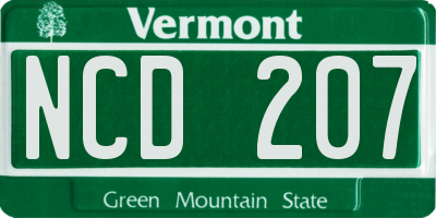 VT license plate NCD207