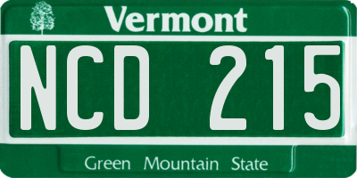 VT license plate NCD215