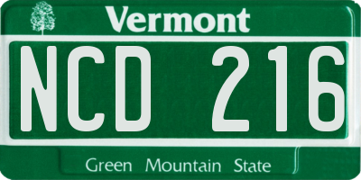 VT license plate NCD216