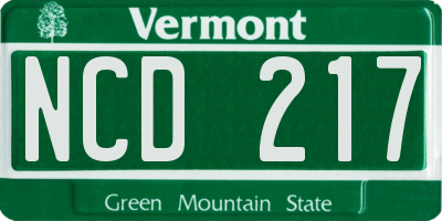 VT license plate NCD217