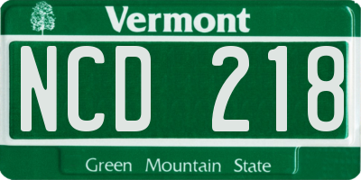 VT license plate NCD218