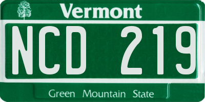 VT license plate NCD219