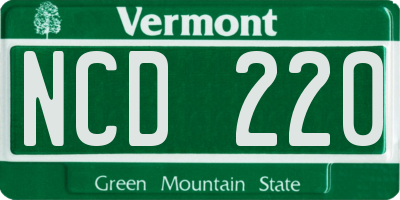 VT license plate NCD220