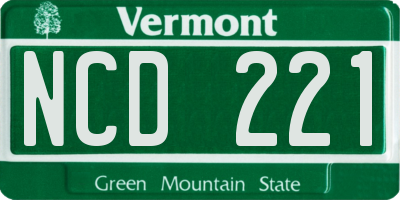 VT license plate NCD221