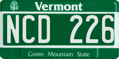 VT license plate NCD226