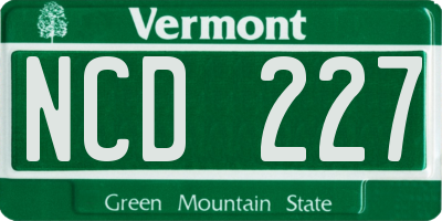 VT license plate NCD227