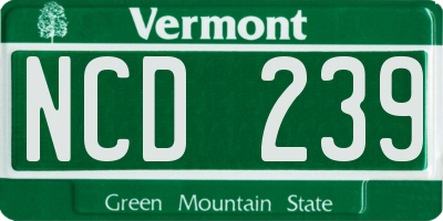 VT license plate NCD239