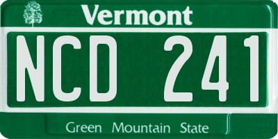 VT license plate NCD241