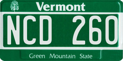 VT license plate NCD260