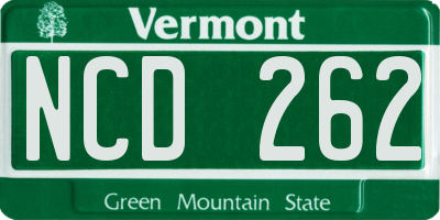 VT license plate NCD262