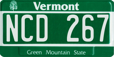 VT license plate NCD267