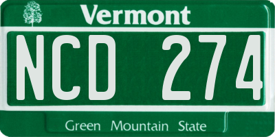 VT license plate NCD274