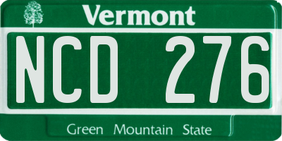 VT license plate NCD276