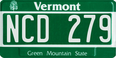 VT license plate NCD279