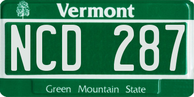 VT license plate NCD287