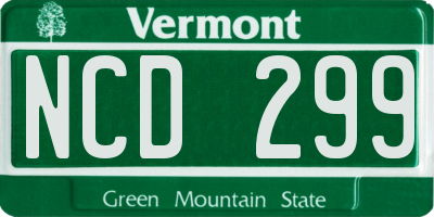 VT license plate NCD299