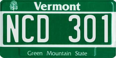 VT license plate NCD301