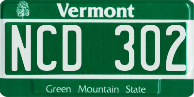 VT license plate NCD302