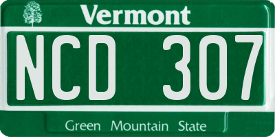 VT license plate NCD307
