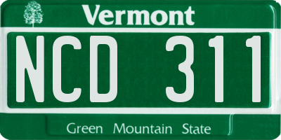 VT license plate NCD311