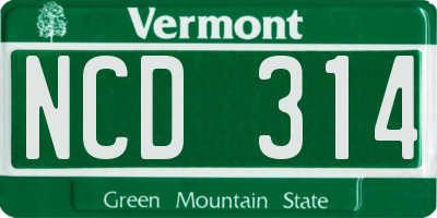 VT license plate NCD314
