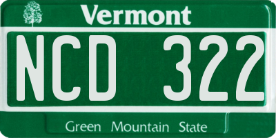 VT license plate NCD322