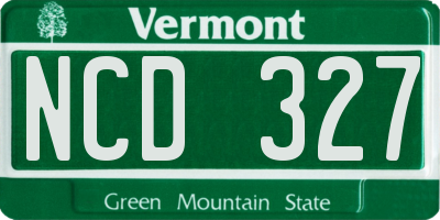VT license plate NCD327