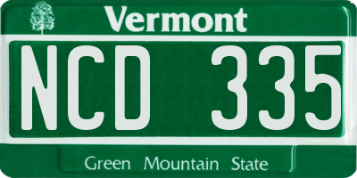VT license plate NCD335
