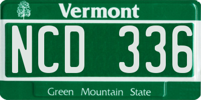 VT license plate NCD336