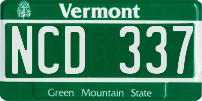 VT license plate NCD337