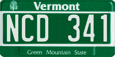 VT license plate NCD341