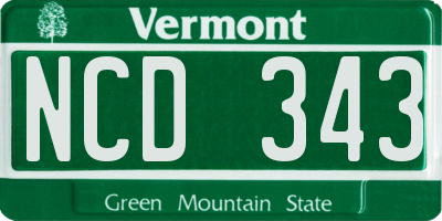 VT license plate NCD343