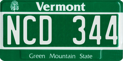 VT license plate NCD344