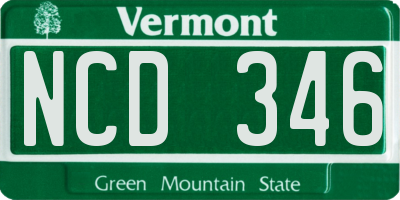VT license plate NCD346