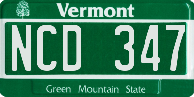 VT license plate NCD347