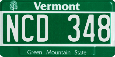 VT license plate NCD348