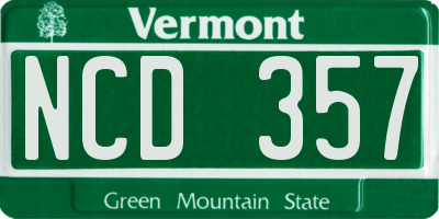 VT license plate NCD357