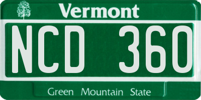 VT license plate NCD360