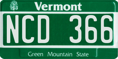 VT license plate NCD366