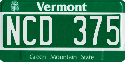 VT license plate NCD375
