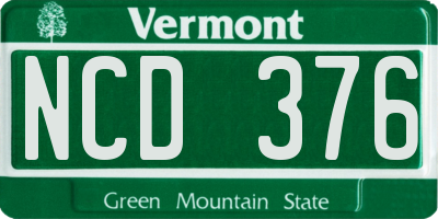 VT license plate NCD376
